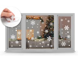 LUQ - Kerst Raamstickers - Witte Sneeuwvlokken - Raamdecoratie - Stickers - Wit - Raamversiering - kerst – 72 Stuks