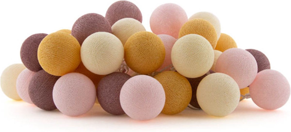Cotton Ball Lights - LED lichtslinger voor binnen - Handgemaakt en Fairtrade - 50 lampjes - Juice