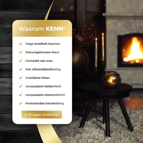 KENN Led Bougies chandelles - 2 pièces - Or - Apparence réaliste - Avec télécommande - Bougies de Cire 3D - Bougies chauffe-plat et durables - Éclairage de Noël - Bougies chauffe-plat