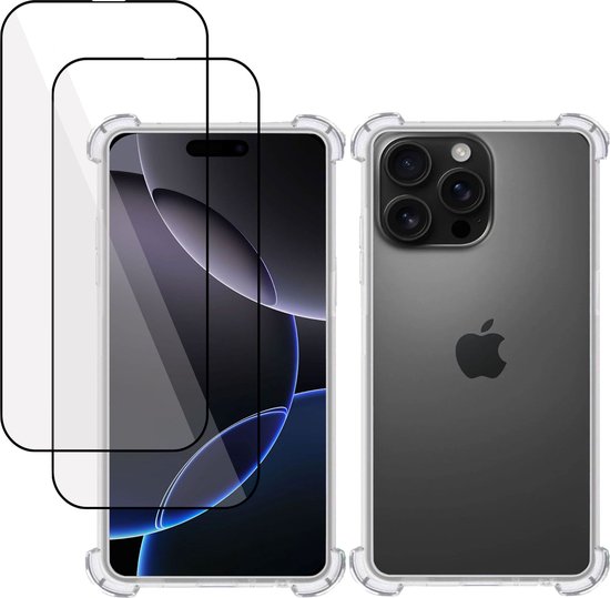 Coque + 2x Protecteur d'écran adapté pour Apple iPhone 16 Pro - Tempered Glass Plein Écran - Extreme Shock Case Transparent