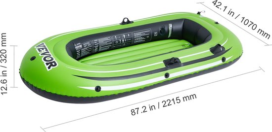 Opblaasboot – Rubberboot - Opblaasbare boot - 2 Persoons - 499 kg Capaciteit - Dikke PVC Materiaal - Inclusief Pomp en Peddels