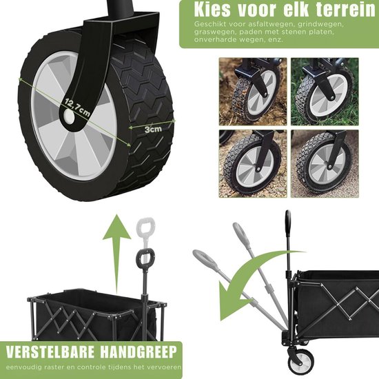 Opvouwbare kar met grote capaciteit en all-terrain wielen voor buiten van Mac Sports — afbeelding 2