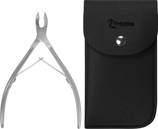 Coupe-cuticules Fritzline® avec étui en cuir Zwart - Outils de précision professionnel pour le Soin des ongles"