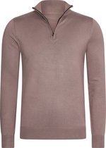 Mario Russo Half Zip Sweater - Trui Heren - Sweater Heren - Coltrui Heren - Deep Taupe - 3XL