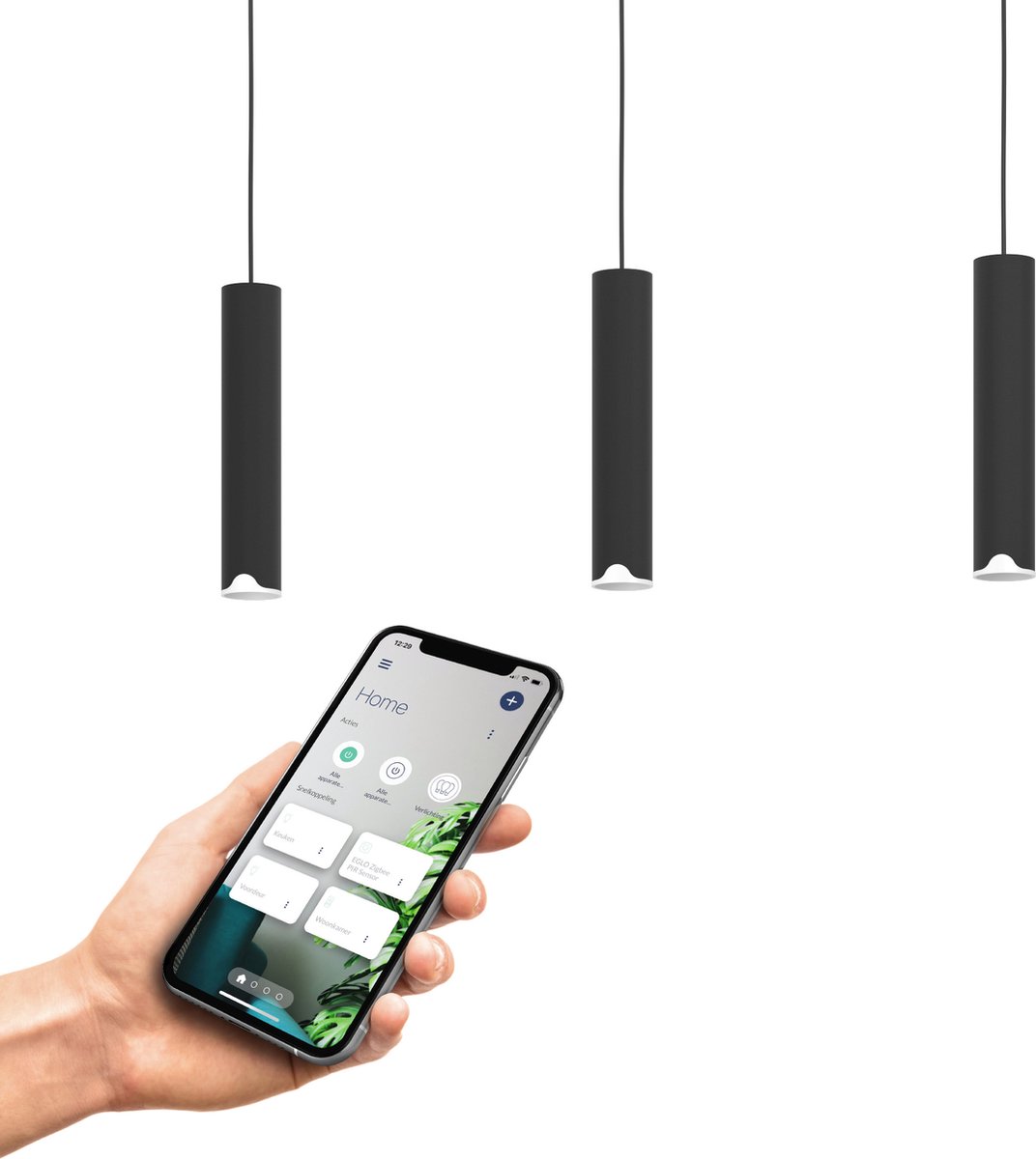 EGLO connect.z Balamorta-Z Smart Hanglamp - LED - 78 cm - Zwart/Wit - Instelbaar RGB & wit licht - Dimbaar - Zigbee