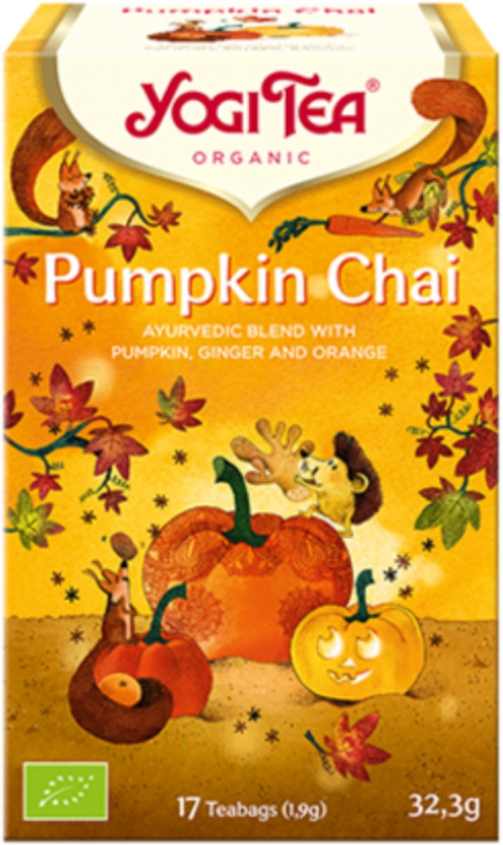 Yogi Tea Pumpkin Chai Bio - Biologische Kruidenthee met Pompoen, Kaneel en Kardemom voor Een Hartverwarmende en Kruidige Thee-ervaring