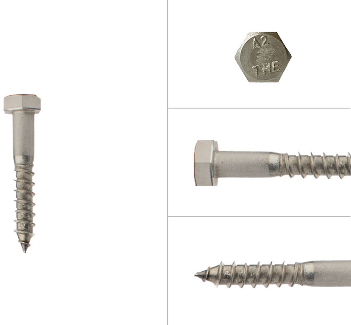 Houtdraadbouten RVS M6 x 35 mm | Doos 200 stuks