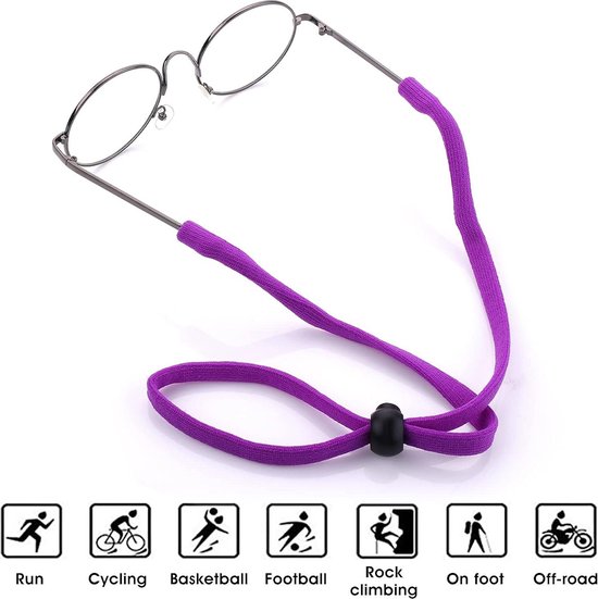 Sangle De Lunettes Réglable - Anti-glisse Pour Sport - Unisexe - Noir, Rouge, Marron - 70cm