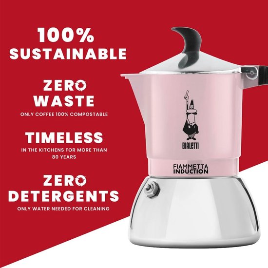 Ấm pha cà phê Moka Pot PEDRINI MyMoka Color 3 Cups - màu Hồng Vintage