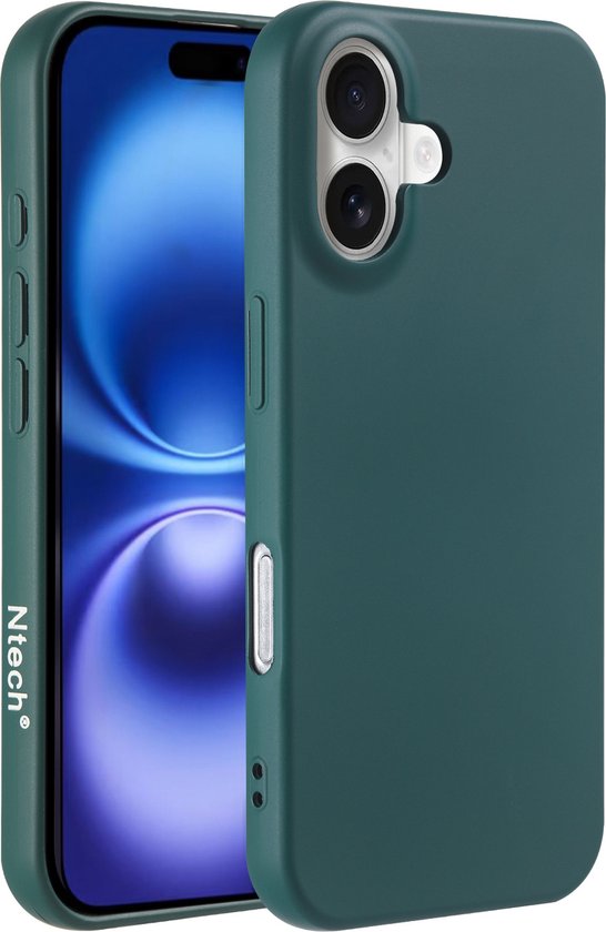 Coque adaptée pour iPhone 16 – Coque arrière souple en silicone liquide – Vert sapin