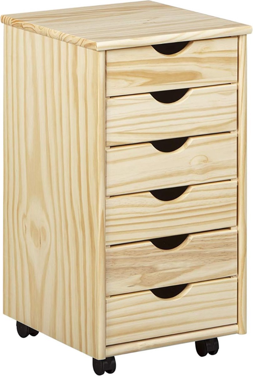 Goodivery - Ladekastje - ladekasten slaapkamer - ladekastje bureau - lade kastje - ladenkastje op wieltjes -35x40x65cm - Natuurlijk