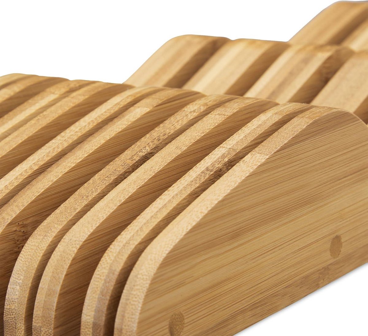 Liggend Bamboe Messenblok Lade Organizer voor 9 Messen HBD 5x12x40 cm Natuurlijk