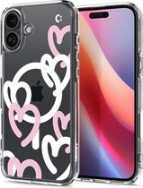 Spigen Ultra Hybrid MagFit - Coque adaptée à Apple iPhone 16 - Compatible avec MagSafe - Back Cover Coeurs Wit Rose