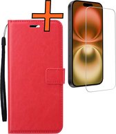 Étui adapté pour iPhone 16 Cover Bookcase Flipcase Book Cover avec protecteur d'écran - Étui adapté pour iPhone 16 Case Book Case - Rouge
