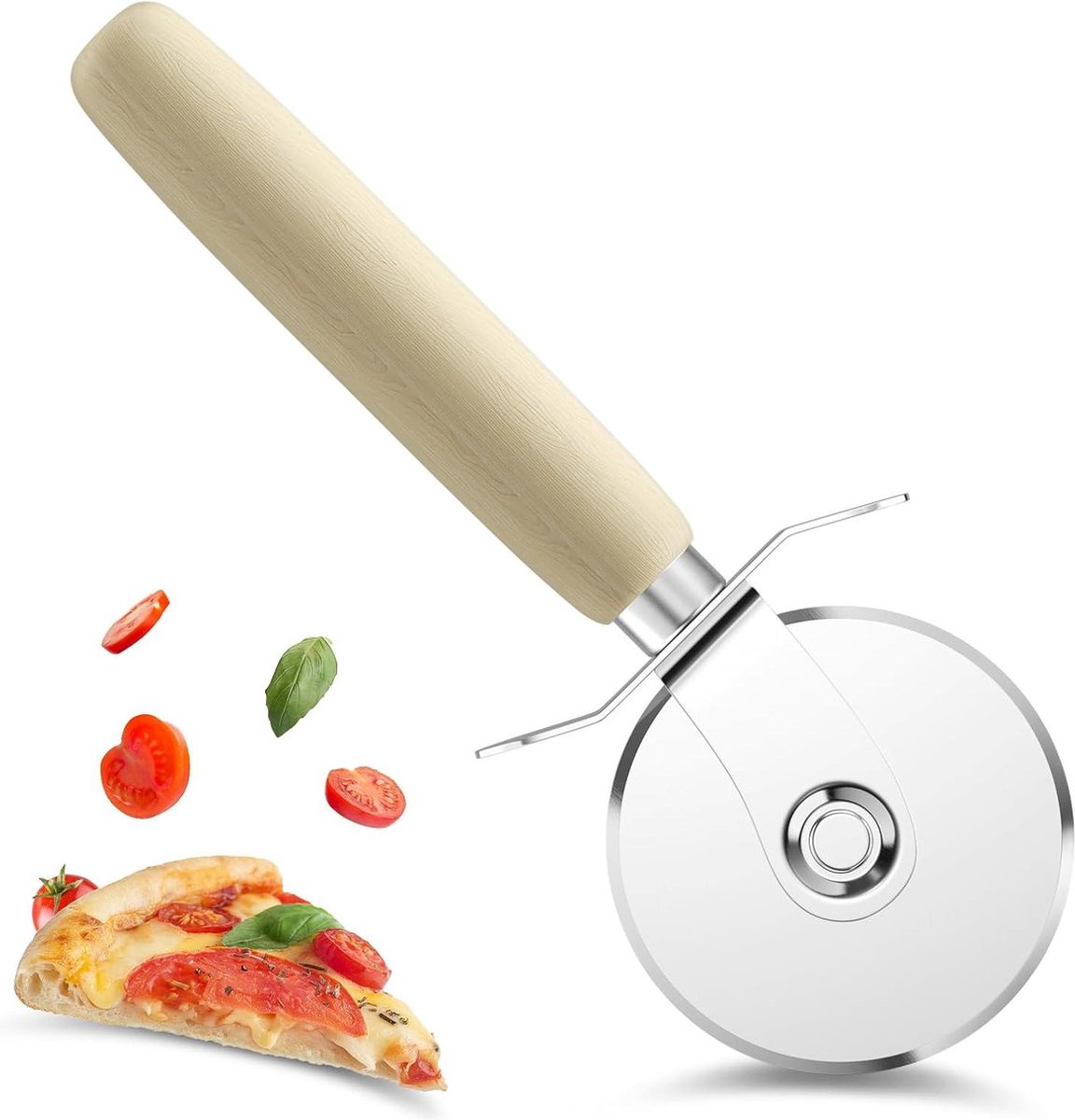 Pizzasnijder 175 cm roestvrij staal antislip handgreep dikke en dunne korst vaatwasmachinebestendig pizzasnijder