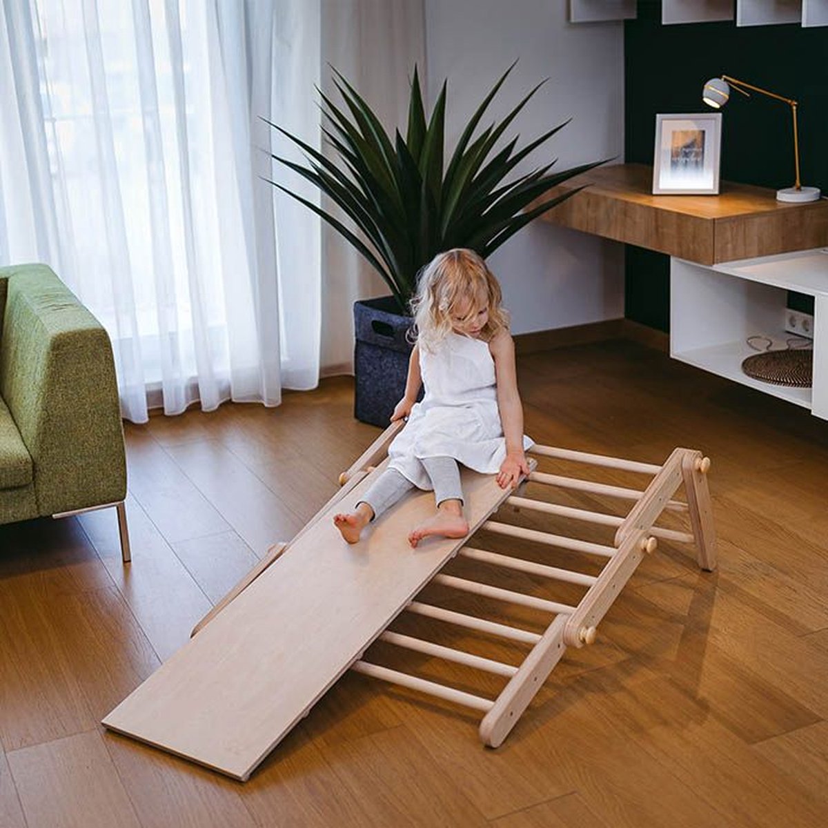 Ette Tete Houten klimrek Mopitri met glijbaan — afbeelding 3