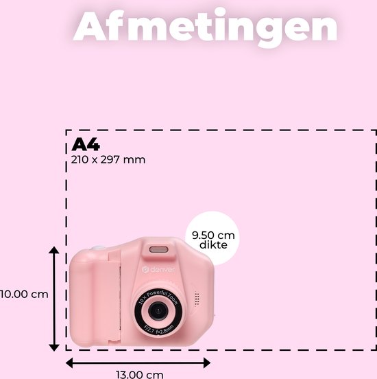 Denver Kindercamera Full HD met Printer - Selfie Camera - 48MP - Digitale Camera Kinderen - Foto en Video - Spelletjes - KPC1370 - Roze