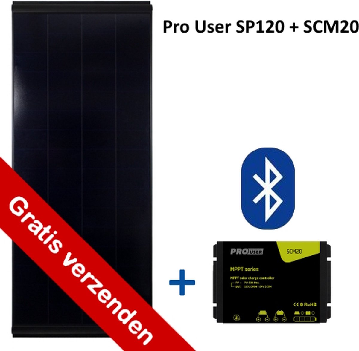 Pro User SP120 zonnepaneel incl. SCM20 laadregelaar(BT versie)