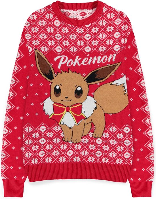Pokémon - Eevee Kersttrui - Rood - XL