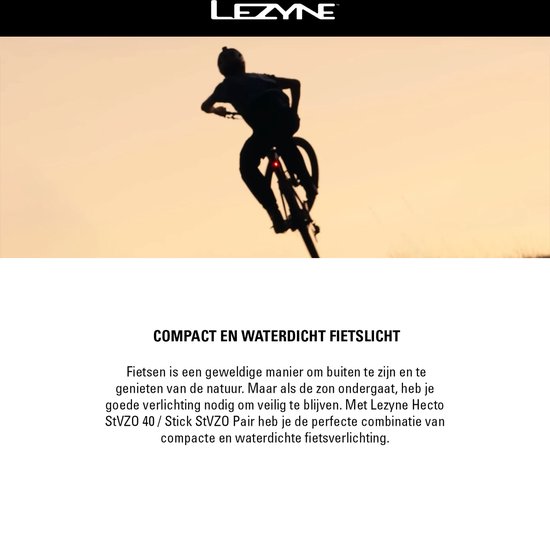 Lezyne Hecto StVZO 40 / Stick StVZO Pair - Micro-USB oplaadbare fietsverlichting - LED fietslampen - Veiligheidslampjes - Fietslamp 2 Standen - CNC Aluminium - Zwart — afbeelding 2