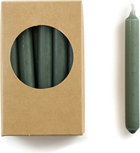 Rustik Lys - Doosje met korte potloodkaarsjes / kerstboomkaarsjes 'Finn' (Set van 20, Forest Green) LET OP MAAT