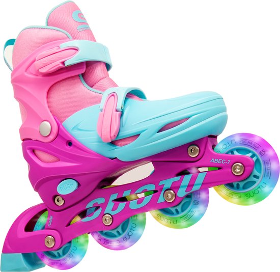 Foto: Suotu inline skates maat 34 37 lichtgevende wielen roze