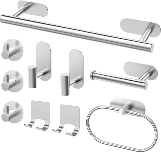 UPBEER Handdoekstang 3-laags Badhanddoekenrek Met Haken Aluminium Wandhanddoekhouder Zwart 30cm Punch Free Handdoekstang Voor Keuken Badkamer Toilet Hotel Office Color 60cm