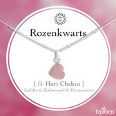 Collier Bixorp Gems Quartz Rose en Argent 925 - Coeur de Pierres Précieuses - Ajustable (36 cm + 8 cm) - Carte Cadeau et Enveloppe Incluses