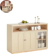 Bol.com Keukeneiland - Verplaatsbaar - Keukenkast - Dressoir - Organizer - Kasten - Houten Werkblad - Beige aanbieding
