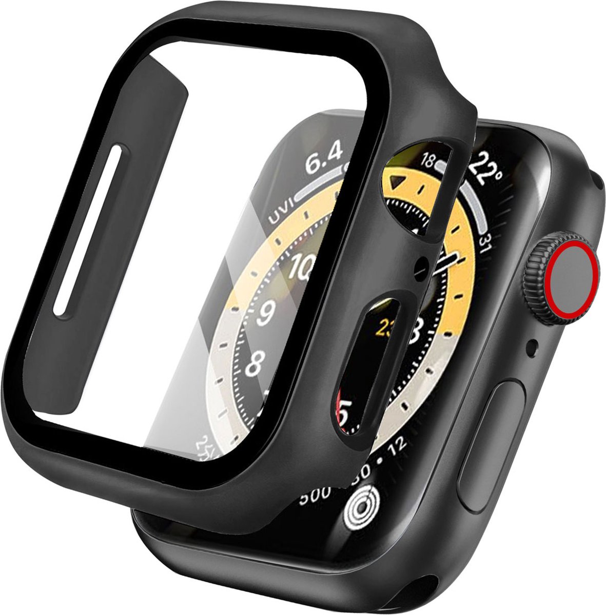 iMoshion Screen Protector Geschikt voor Apple Watch Series 7 / 8 / 9 - 41 mm - iMoshion Full Cover Hard Case / Hoesje - Zwart