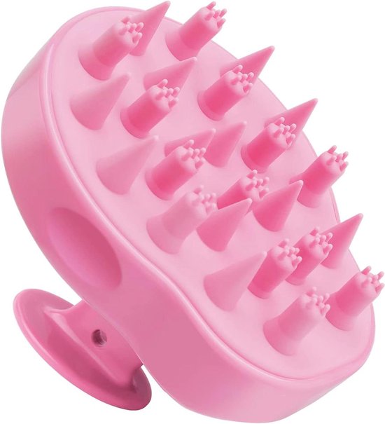 Siliconen babyshampoo-borstel Siliconen baby-sensorische borstel Massagebad Tactiliteit-trainingsborstel voor kinderen en kinderen(Roos