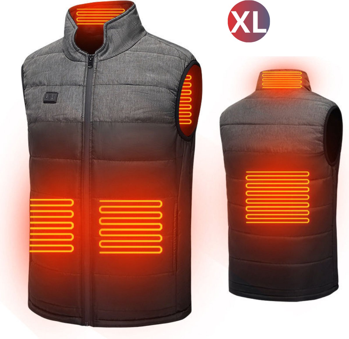 Bovista Verwarmde Bodywarmer Heated Vest Elektrische Bodywarmer Waterdichte Rits Oplaadbaar Unisex Grijs