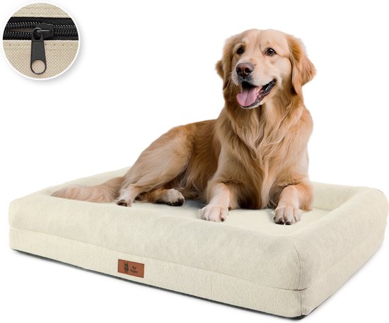 Lit orthopédique de Luxe pour chien Pet Perfect - Coussin orthopédique pour chien - Housse amovible - Lavable - Avec fermeture éclair - L - Série Core