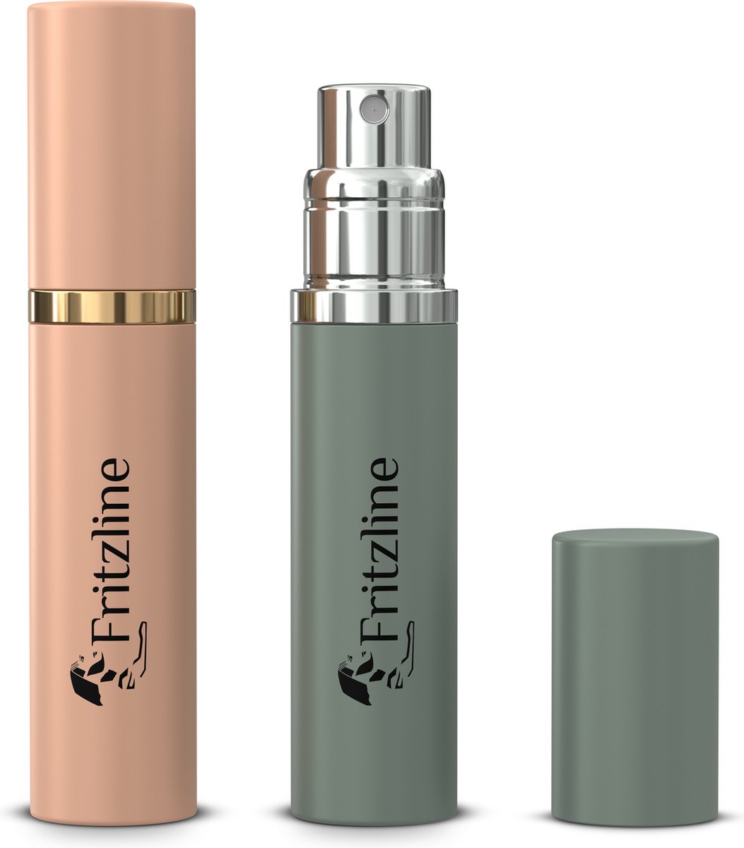 Fritzline® Set van 2 Luxe Navulbare Parfumflesjes - parfum flesje navulbaar - verstuiver flesjes leeg - reisflesje - mini parfumverstuiver - roségoud grijs