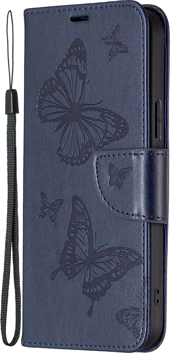 Mobigear Telefoonhoesje geschikt voor Nokia G42 Hoesje | Mobigear Butterfly Bookcase Portemonnee | Pasjeshouder voor 3 Pasjes | Telefoonhoesje voor Pinpas / OV Kaart / Rijbewijs - Donkerblauw