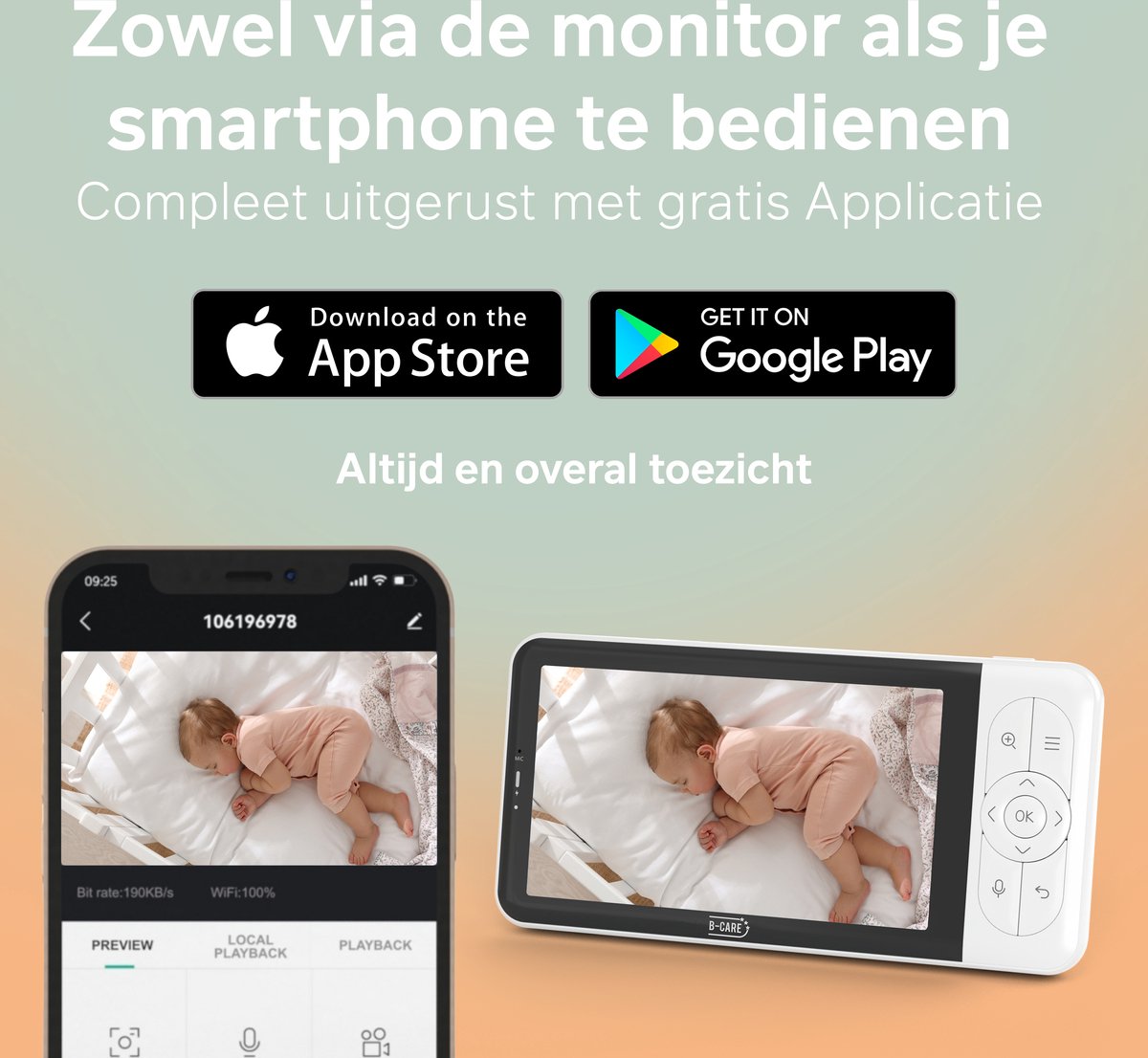 B-Care Moon met 5-inch monitor en twee camera's thumbnail 6