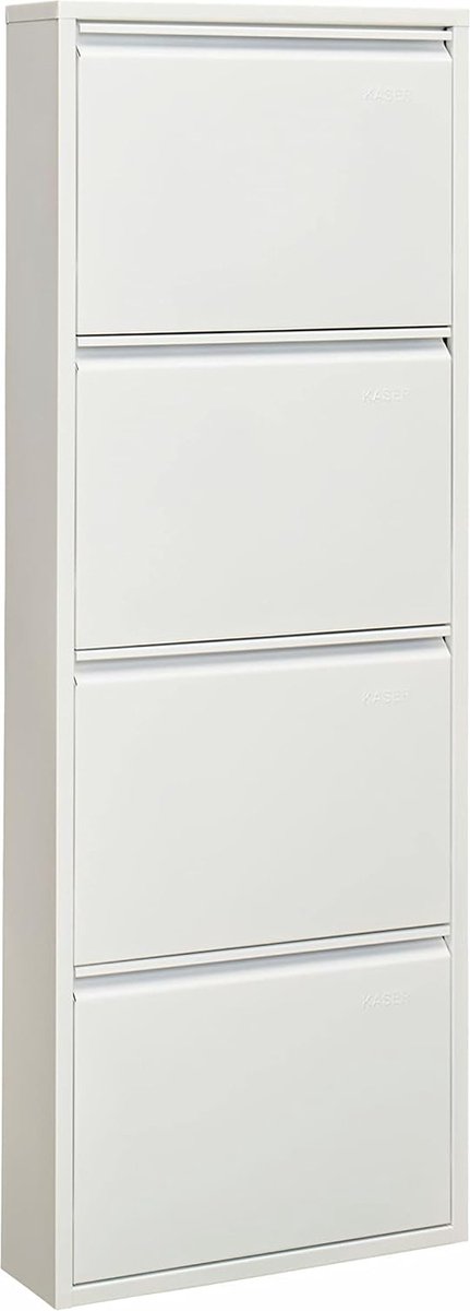 Goodivery ® Slanke en Hoge Schoenkast met Magnetische Deur, 4 Kleppen, Wit