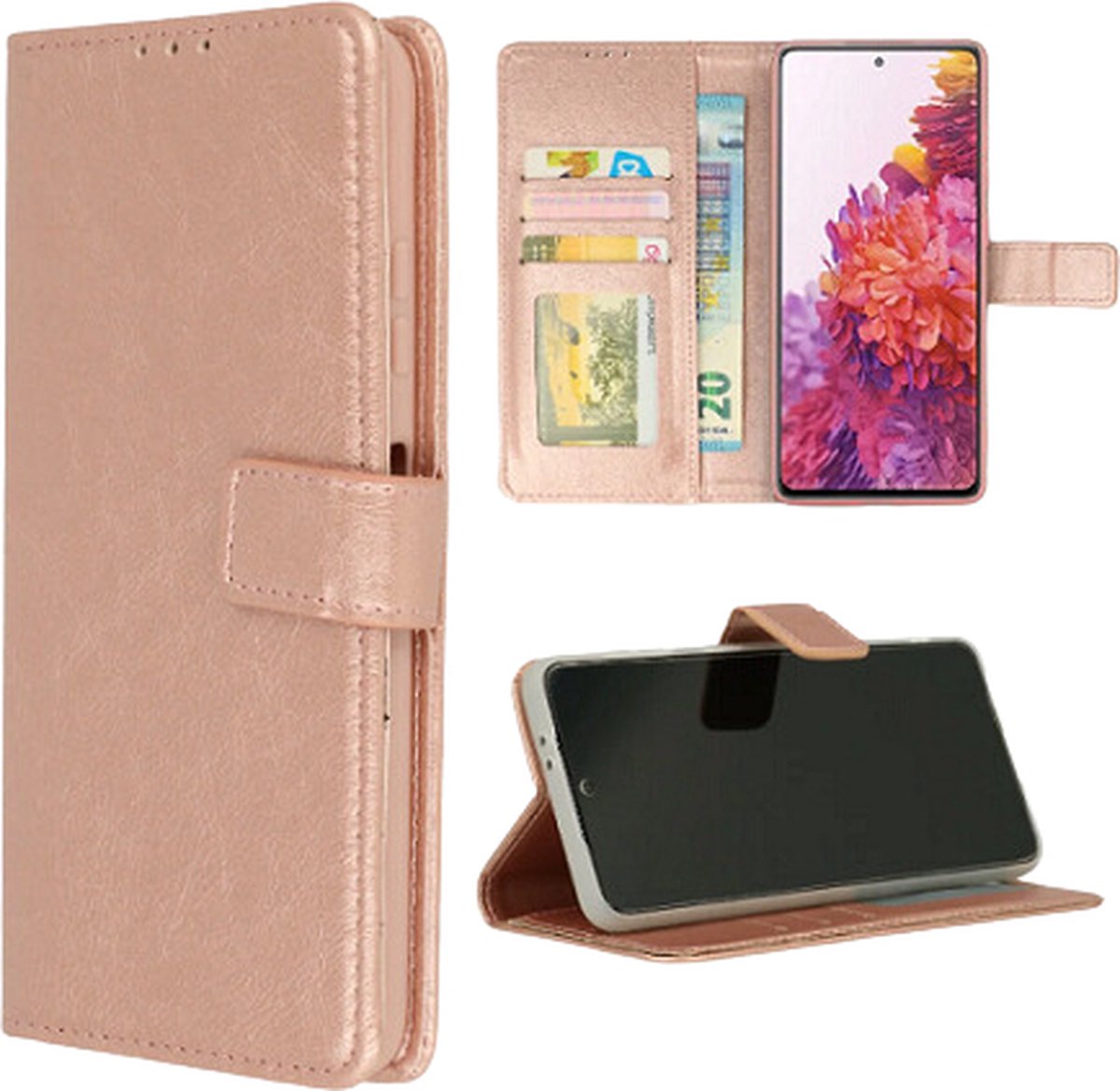 Oppo Reno 10 Pro Hoesje Met Pasjeshouder Bookcase Rose Goud