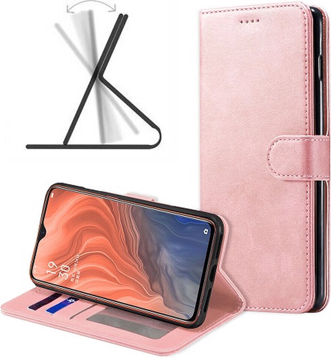 Oppo Reno 8T Hoesje Met Pasjeshouder Bookcase Rose Goud