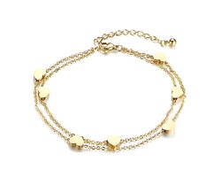 foto van Armband dames met hartjes goudkleurig Sophie Siero®- Met geschenkverpakking - 15cm t/m 21cm - Armbanden met hartje