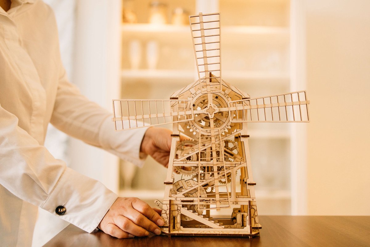 Wood Trick - Modelbouw 3D houten puzzel - Mechanische Windmolen - Windmill (WDTK040) - 131 stukjes - Geen lijm noch verf nodig! — afbeelding 8