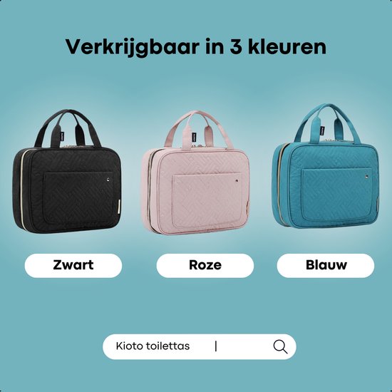 Kioto Trousse de Toilette avec Crochet - Femme et Homme - Trousse de Maquillage - Beauty Case Femme - Trousse de Toilette - Organisateur de Voyage Homme & Femme, Fille et Enfant - Vert Blauw