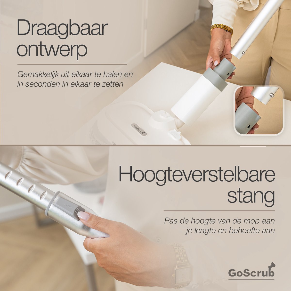 GoScrub® Elektrische Dweil - Draadloos - Vloerreiniger voor Harde en Houten Vloeren - Stille en Wendbare Mop - Efficiënt Dweilsysteem met Oplaadbare Accu – foto 3