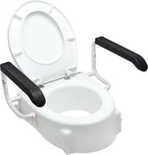 Toiletverhoger met opklapbare armleuningen en deksel - WC verhoger verstelbaar 3 standen 8cm, 12cm en 16cm