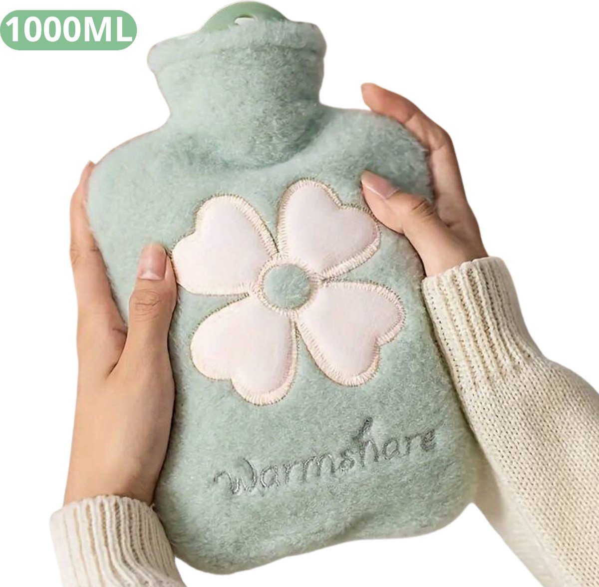 Goedkoopste Bovista Warmwaterkruik - Warmtekruik - Warmtekussen - Kruik - Met Hoes - Warmwaterzak - Knuffel - Bag - Groen - 1000ML