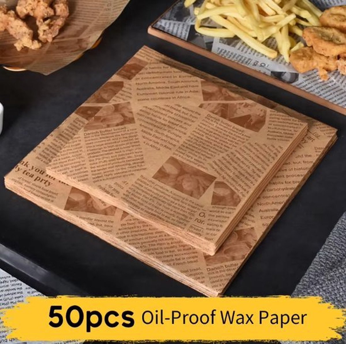 150 Feuilles Papier Alimentaire 15x17cm - Résistant Graisse Pour Frites, Burgers, Snacks
