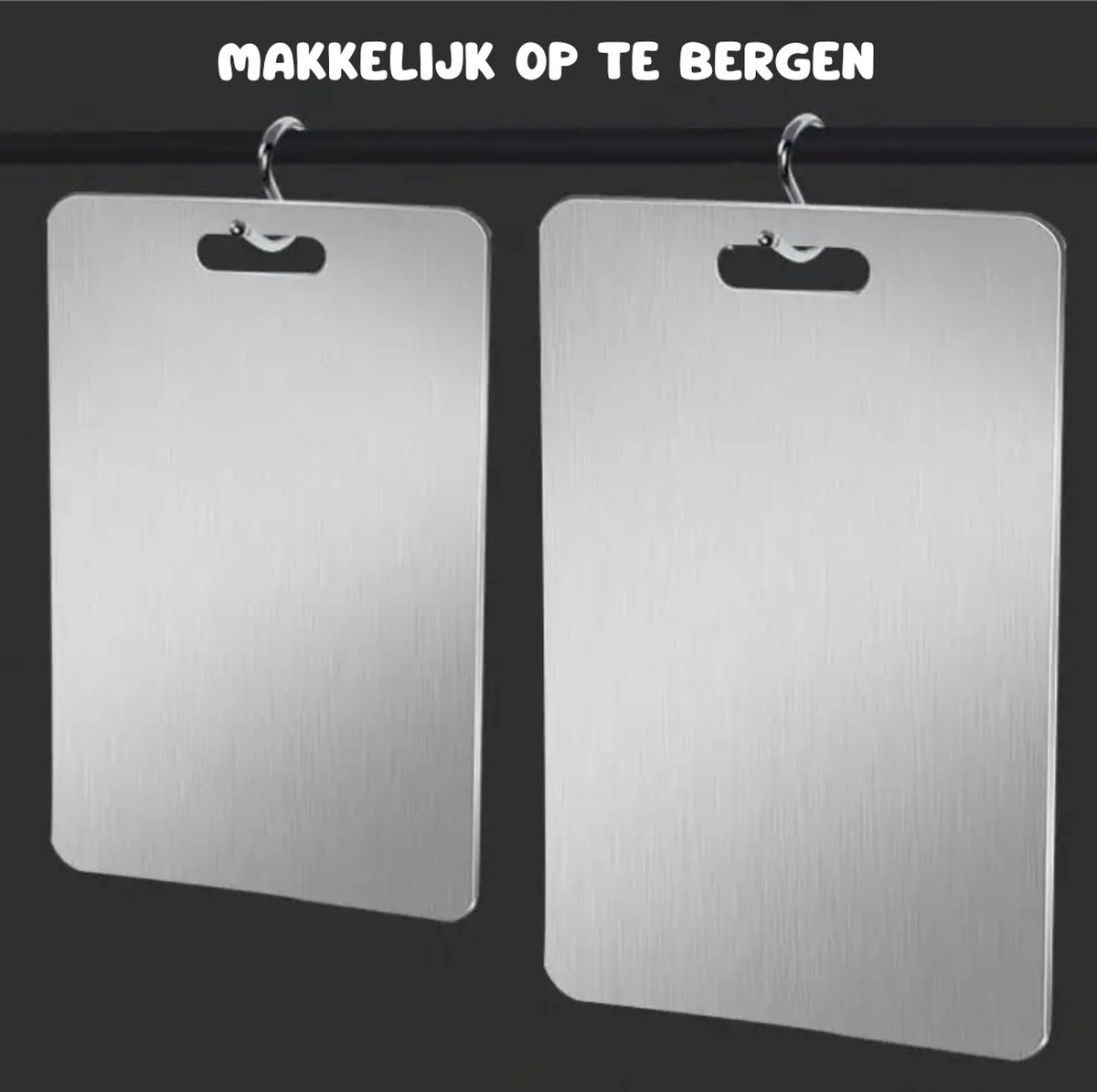 2x Snijplank - Snijplankenset - Vaatwasser Bestendig - Antibacteriëel - RVS Snijplank - 34x23CM & 25x15CM - Cutting Board — afbeelding 5
