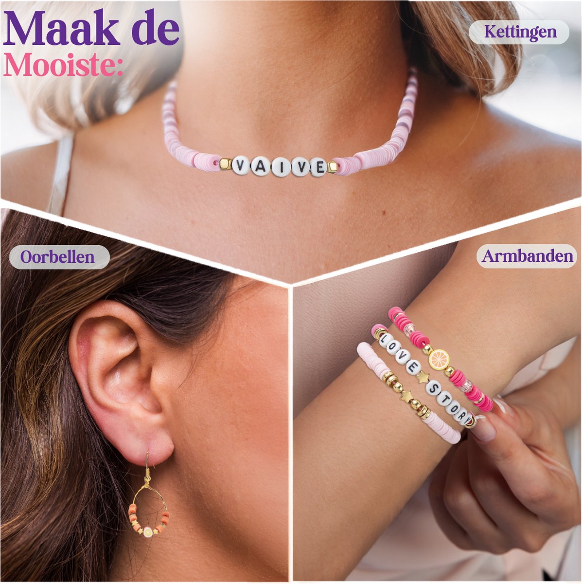 Vaive Katsuki Kralen Deluxe Starter Kit - 2485-delige Sieraden Maken Set - Knutselen Meisjes - Voor Kinderen - Knutselkoffer - Armband Maken - Oorbellen maken — afbeelding 6