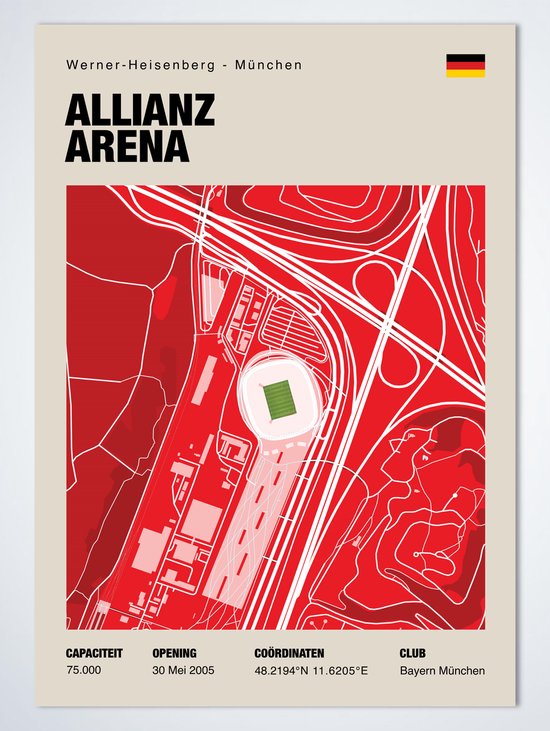 Poster Allianz Arena - Bayern München Stadion - Stadion Poster - 50 x 70 cm
