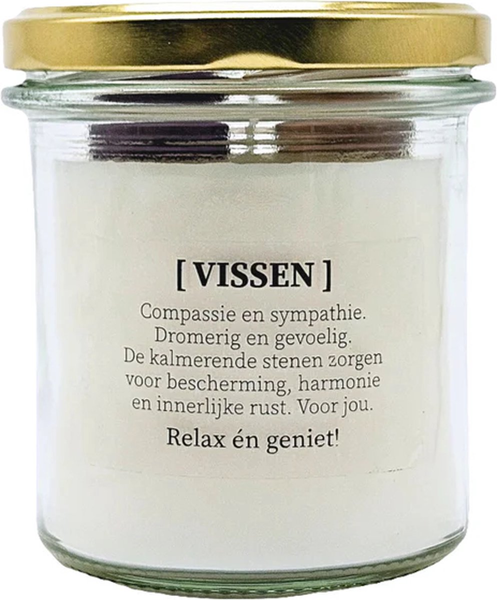 DIY pakket - Sterrenbeeld geurkaars met edelstenen - Vissen